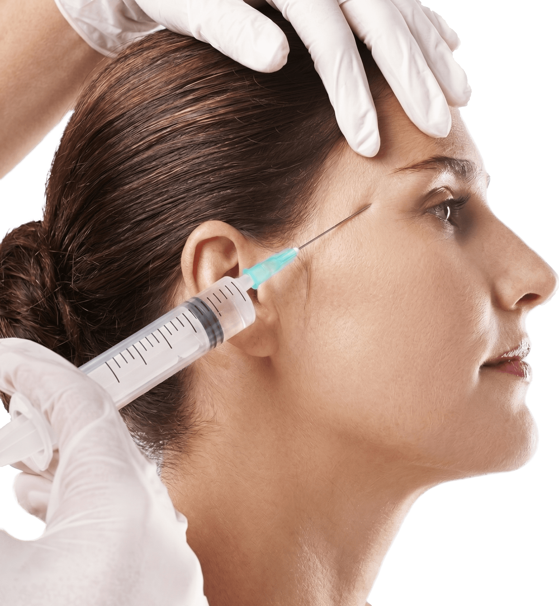 A dermal filler treatment in progress