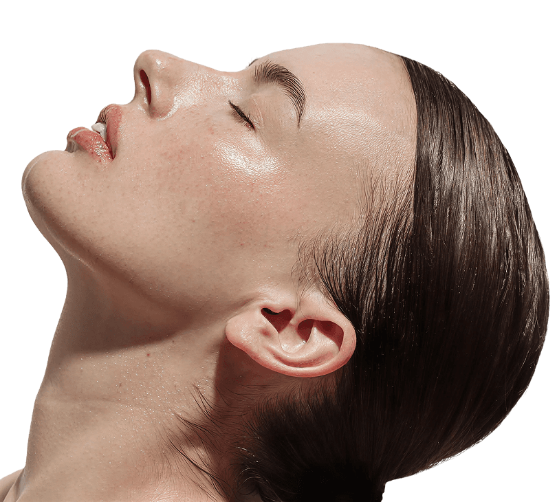 Client with healthy, glowing skin
